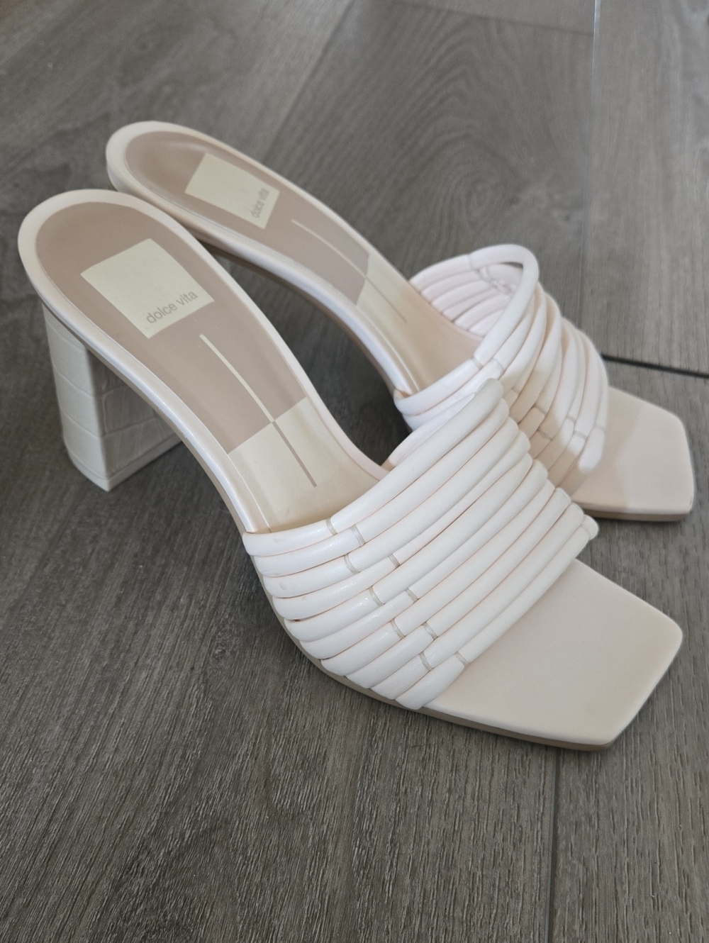 Dolce Vita Pale Cream Braided Block-Heel Mules